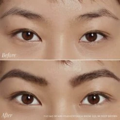 FeatherTouch Brow Gel -Beauty Essence Shop 201218 BrowGel Before After Deep Brown Credo