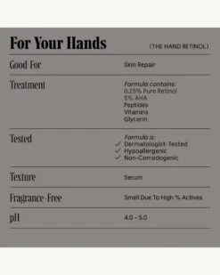 The Hand Retinol - Repair Treatment With 0.25% Pure Retinol + 5% AHA -Beauty Essence Shop Necessaire HandRetinol About 09